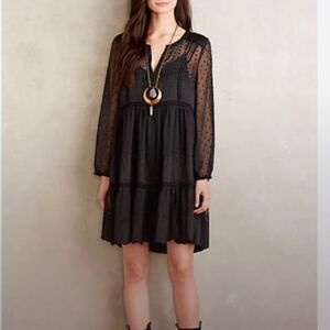 Anthropologie Vanessa Virginia Black Costa Maya Swing Dress Size 6